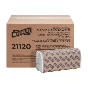Genuine Joe 21120 White C-Fold Paper Towels, 1-Ply, 200/Pack, 12 Packs/Case