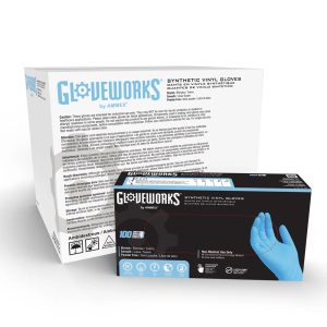 Gloveworks Blue Synthetic Vinyl Gloves, XL, 3 mil, 100/Box, 10 Boxes/Case