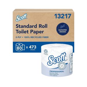 Scott Professional 13217 White 2-Ply Bath Tissue, 473 Sheets, 80 Rolls/Case