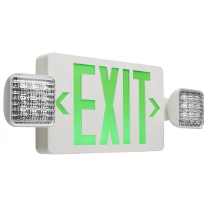SATCO 67-120 Green LED Exit Sign & Emergency Light Combination, Dual Head