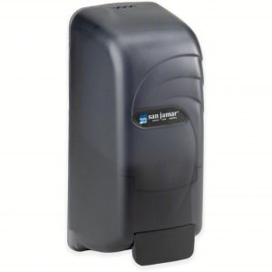 San Jamar Oceans Universal Manual Soap & Hand Sanitizer Dispenser, 800 mL, Black Pearl