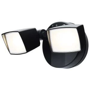 SATCO 65-996 — Dual-Head LED Security Flood — 17W/25W — 3000K/4000K/5000K — 120V — Black