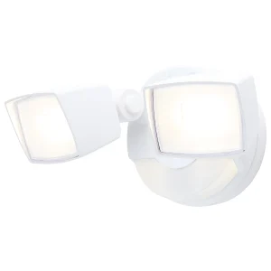 SATCO 65-997 — Dual-Head LED Security Flood with Nightlight — 17W/25W — 3000K/4000K/5000K — 120V — White