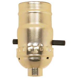 SATCO 80-1000 — On-Off Push Thru Socket · 1/8 IPS · Aluminum · Brite Gilt Finish · 660W · 250V