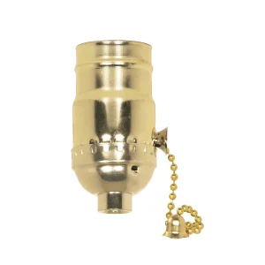 SATCO 80-1006 — On-Off Pull Chain Socket · 1/8 IPS · Aluminum · Brite Gilt Finish · 660W · 250V · 500 Master