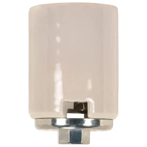 SATCO 80-1378 — Keyless Porcelain Mogul Socket With Metal 1/4 IPS With SS Cap · With Wireway · CSSNP Screw Shell · Glazed · 1500W · 600V