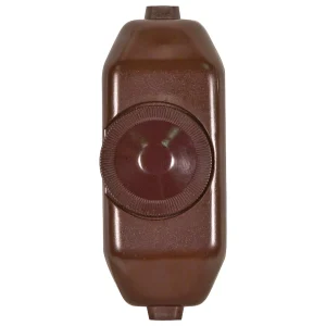 SATCO 80-1481 — Full Range Lamp Cord · Rotary Dimmer Switch · Brown Finish · 3" x 1-1/4" · Phenolic · For 18GA SPT-1 or SPT-2 Wire · 200W · 120V