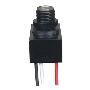 SATCO 80-1733 — Photoelectric Switch Plastic DOS Shell Rated: Max 1800W Incandescent · 200W LED-120V For Outdoor Use 2" x 13/4" x 11/4"