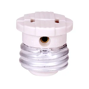 SATCO 80-2513 — Polarized Socket Plug Adapter · Medium Base · 660W · 125V · White Finish