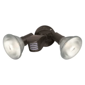 SATCO SF76-503 — Two-Head PAR38 Security Fixture — 150W — 120V — Bronze